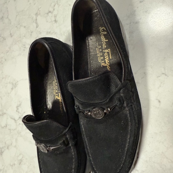 Salvatore Ferragamo Black Suede Loafers
